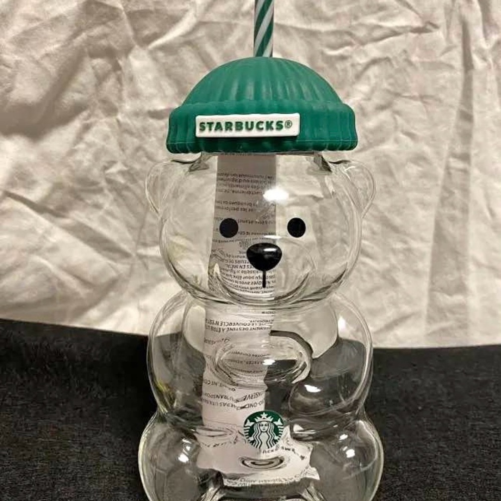 Starbucks Clear Bear Tumbler with Green Lid